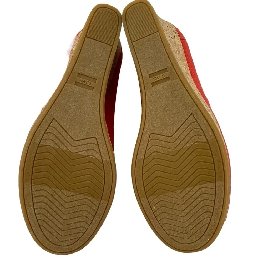 Toms Michelle Slubby Woven Organic Cotton Wedge in Paprika Fresh Flirty - Sz 10